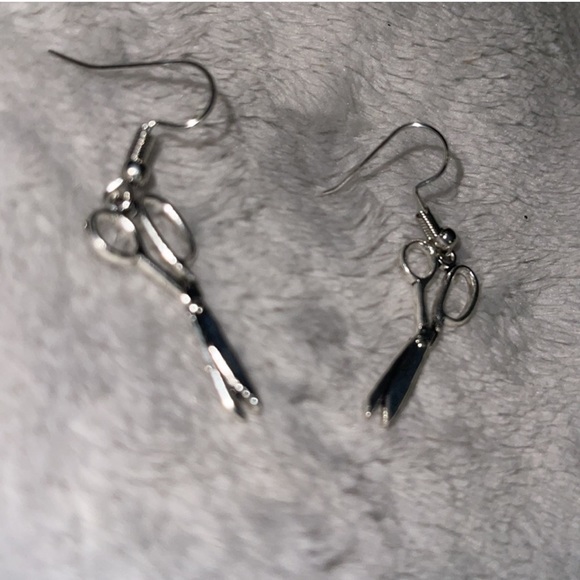 New Sterling Silver Handmade Punk Scissor Drop Earrings Minimalist Earrings - Picture 9 of 10